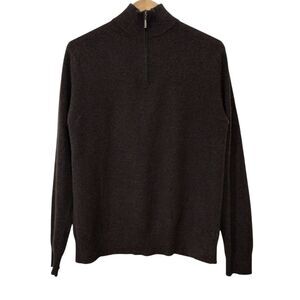 Qi New York Men's‎ Mock Neck 1/4 Zip Cashmere Pullover Sweater Sz L Preppy